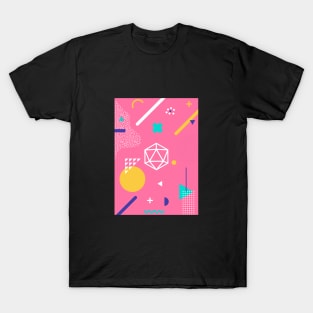 Polyhedral Dice Set Memphis Design Pink Tabletop RPG T-Shirt